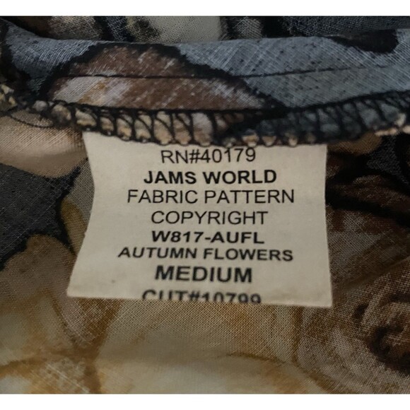 Jams World Skirt M Autumn Flowers Orange Black Dark Floral Checkered - Picture 5 of 6